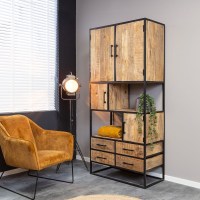 Vakkenkast Denver | Mangohout en staal | 90cm Starfurn VanEtje Stoer Wonen